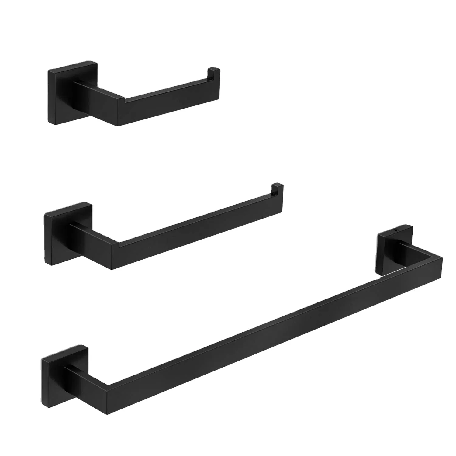 Matte Black Robe Hook Towel Rail Rack Bar Shelf Tissue Paper Holder Bathroom Hardware Set Bathroom Accessories