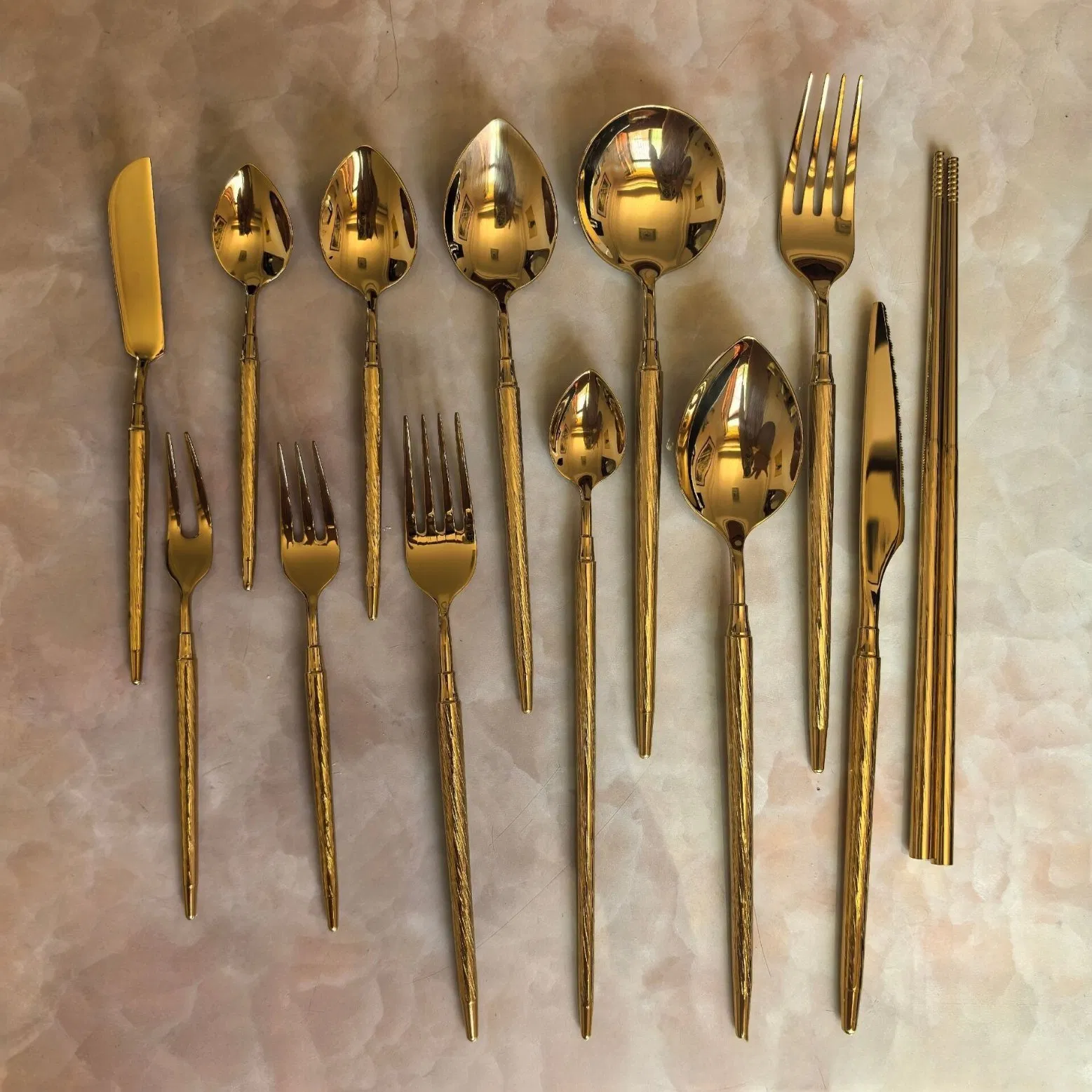 Whole Set 304 Stainless Steel Cutlery High Light Mirror Polished Handle Tableware