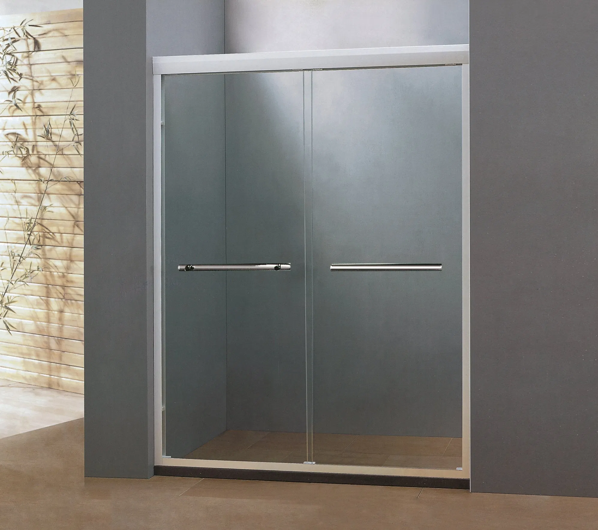 Stainless Steel 8mm Glass Door with Artificial Marble Made Jamb Stone Shower Enclosure