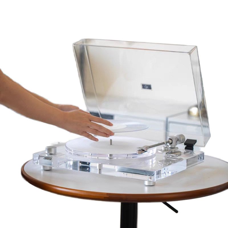 Acrylic Clear Body Model Moving Magnetic Cartridge Vinyl Record Player Adjustable Tonearm
