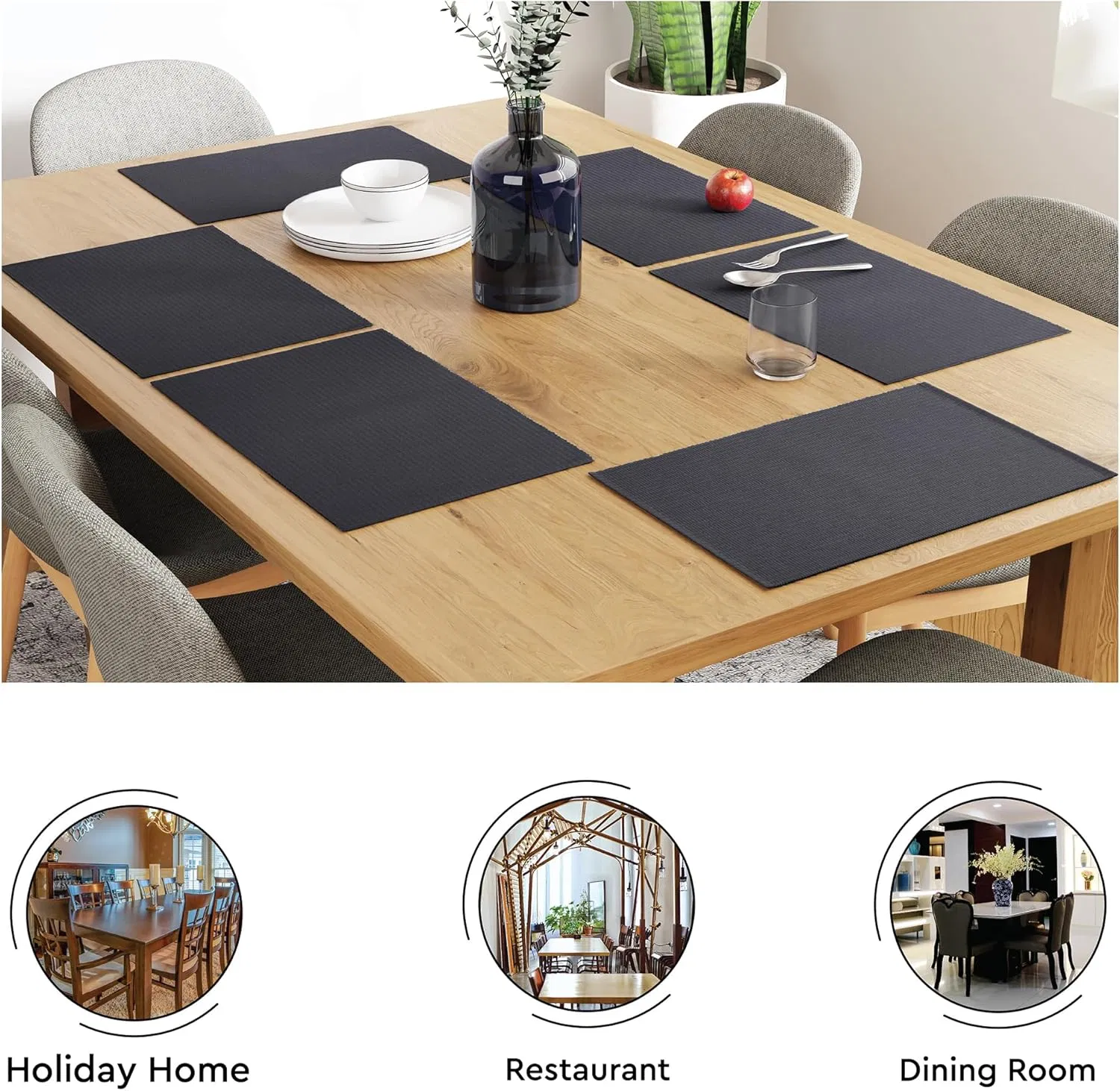 Good Quality Customised Modern Colours 48X33 Cm Ribbed Cotton Fabric Placemats