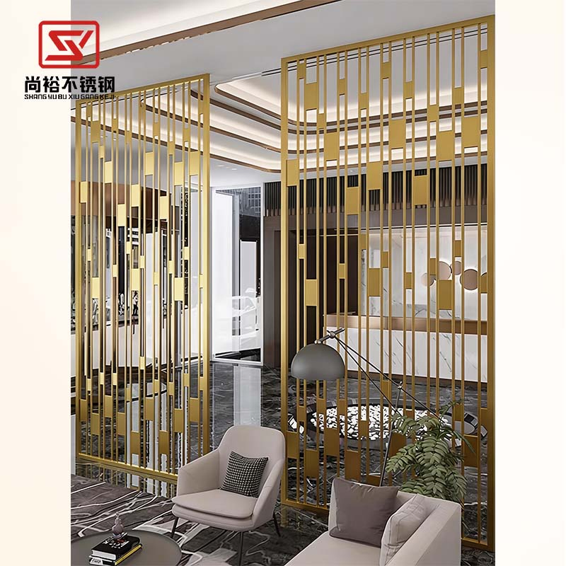 Screen Laser-Cut Hollow Metal Room Divider Minimalist Entrance Hall & Hotel Living Room Decor Chinese-Style Stainless Steel Partition