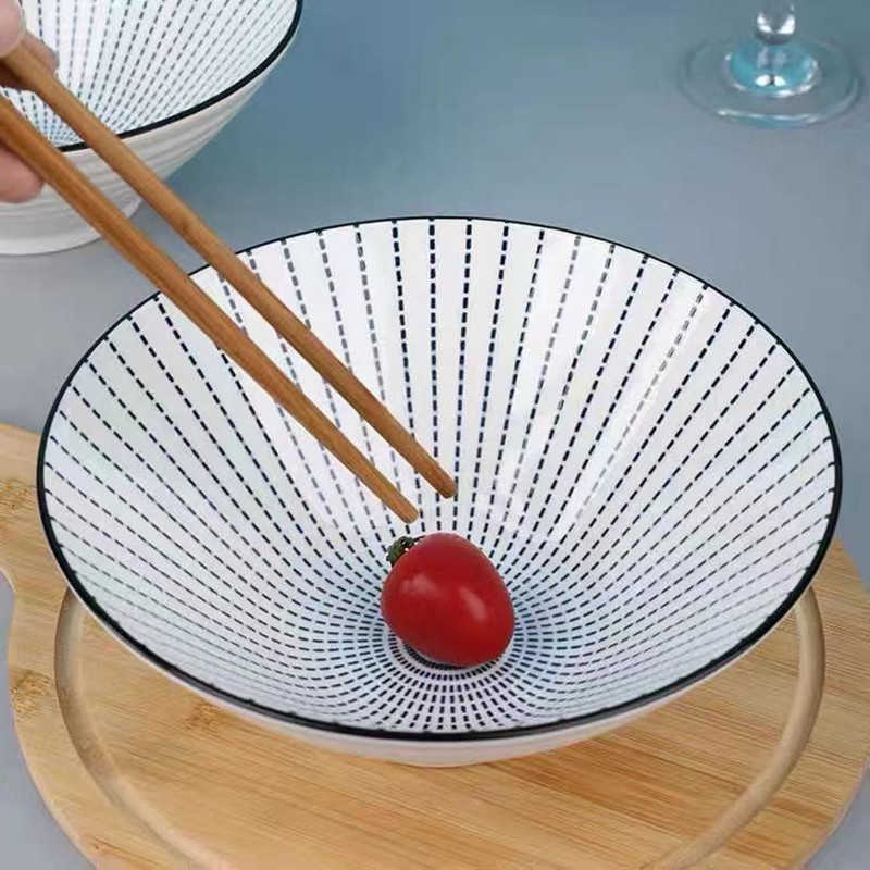 Large Ceramic Noodle Bowl Household 8-Inch Dipper Bowl Dorm Room Noodle Bowl