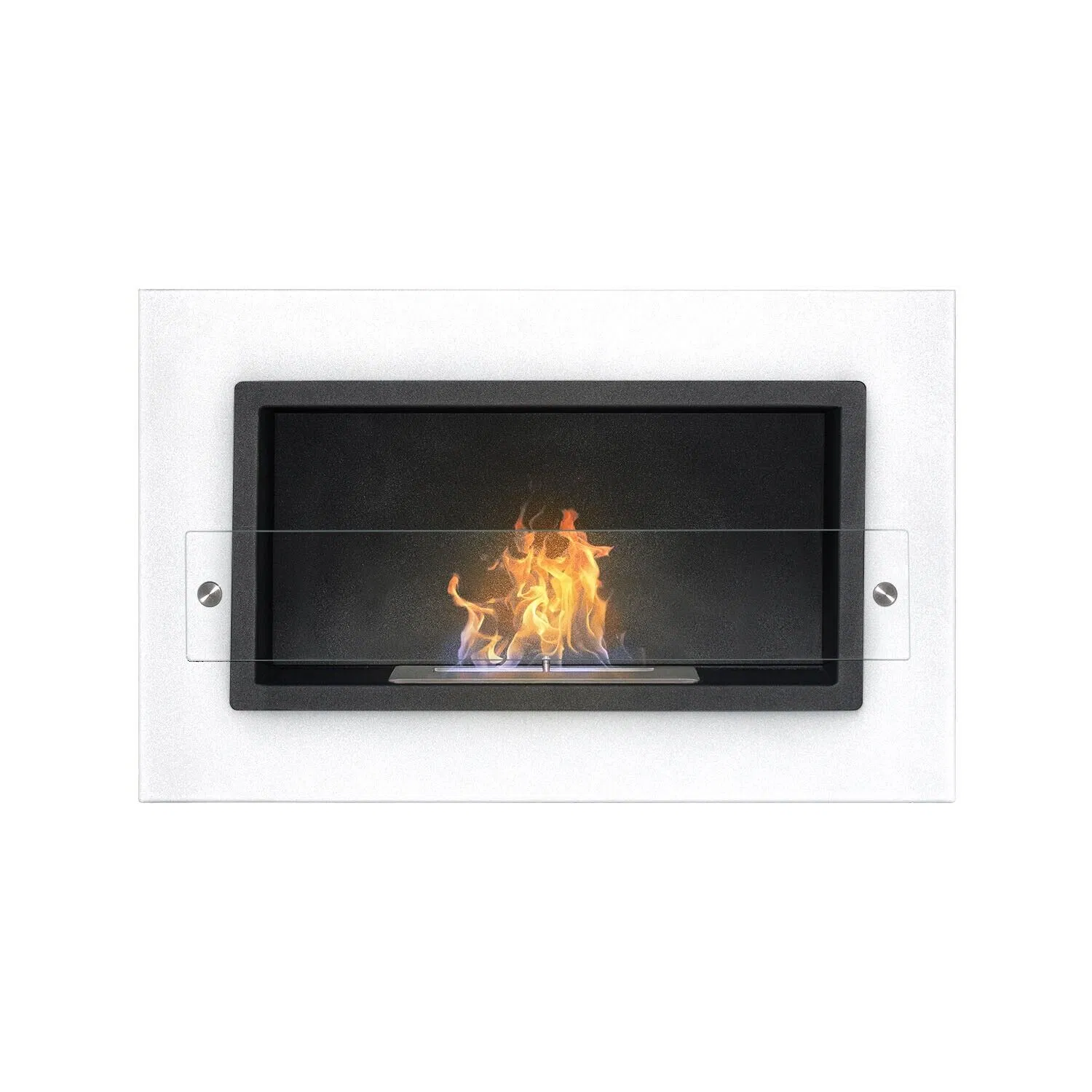 Bioethanol Fireplace Heater Wall Mounted Bio Ethanol Realistic Flame Effect White