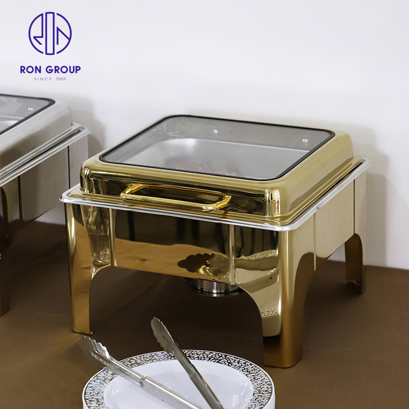 Wholesales Price Stainless Steel Gold Buffet Stove Food Warmer Dining Pot for Hotel Restaurant Wedding Party