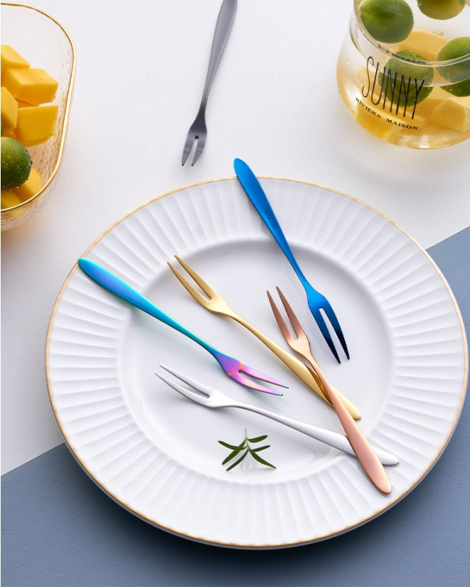 Wholesale Stainless Steel Reusable Dessert Cake Fork Fruit Fork