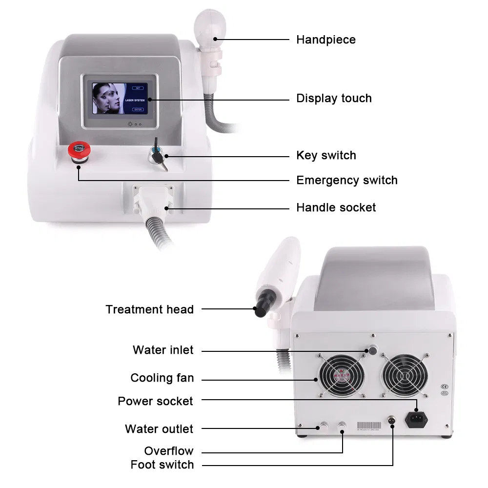 Q Switch ND YAG Laser Tattoo Removal Beauty Machine Pigments Removal 1064nm 532nm 1320nm