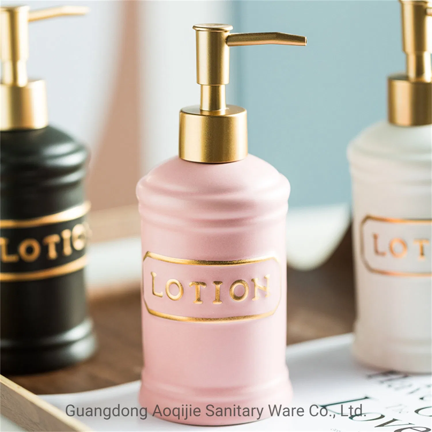 White Black 340ml Unique Home Sanitizer Kitchen Bathroom Pump Ceramic Dishes and Hands Liquid Soap Dispenser Bottle Four Colors Portable Ceramic Bottle