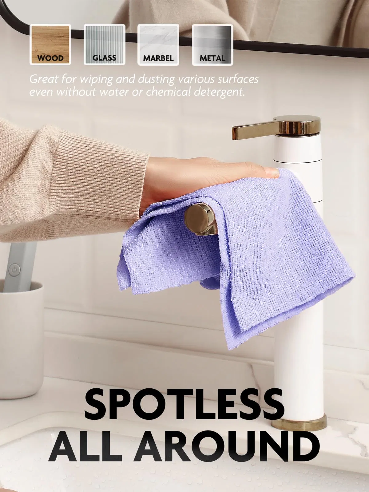 New Design 75 Pack Cleaning Cloth Paper Towel Roll Tear Away Microfiber Roll Cleaning Towels Washable Cloths for Car, House (Lavender)