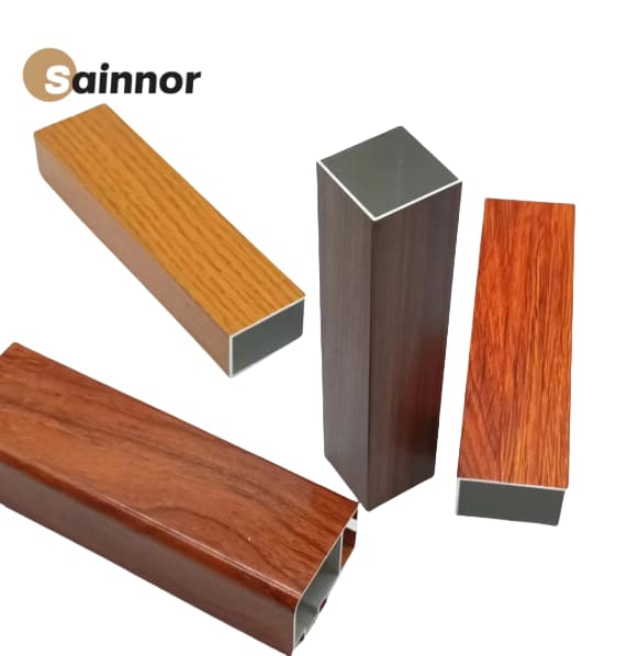 Premium Custom Aluminium Window Extrusion Profile with Wood Grain Finish
