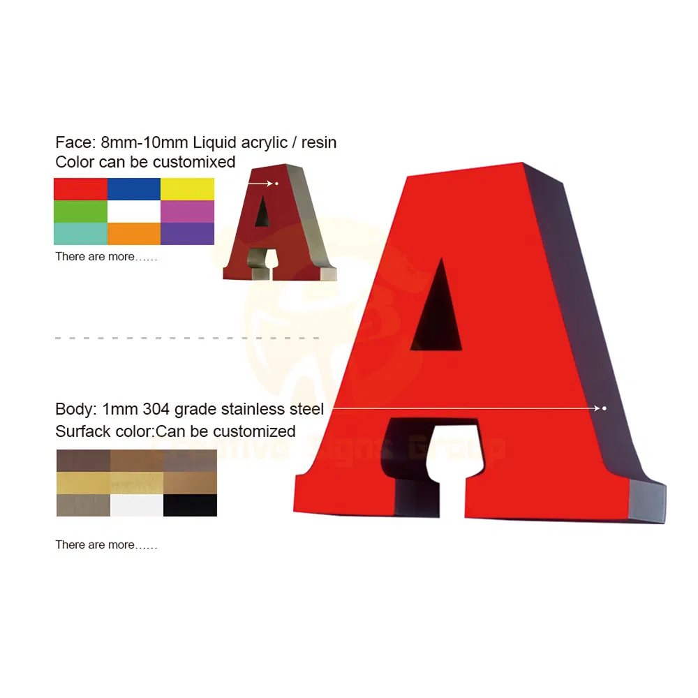 LED Rimless Resin Letters Front Lit Epoxy Resin Channel Letters Manufacturer