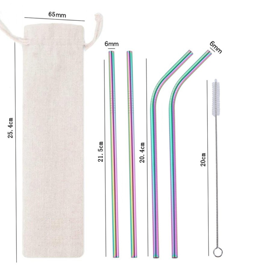 Customization 304 Stainless Steel Straw Set with Brush for Gift