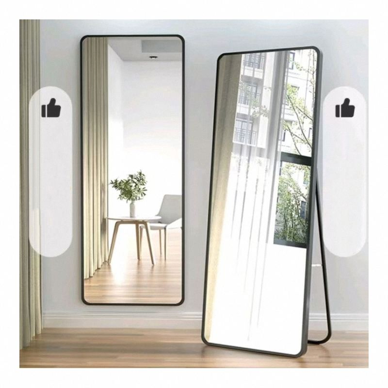 Adjustable Floor Mirror Full Length - 180° Tilt Standing Mirror for Bedroom & Living Room, Modern Frameless Design, Safety Glass - Home Decor