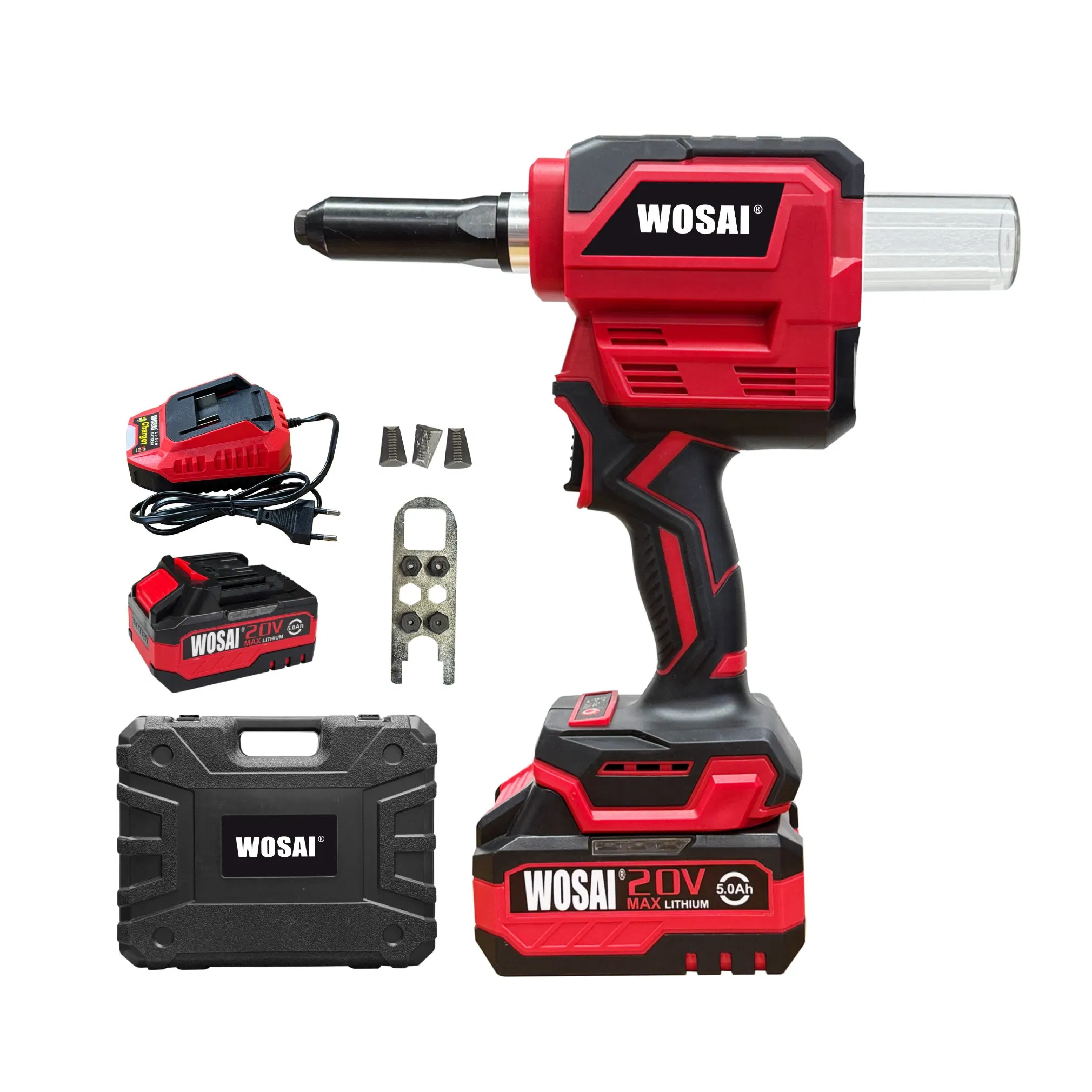Wosai 20V Brushless Cordless Rivet Nut Tool Kit Power Rivet Nut Gun Electric Battery with LED Light