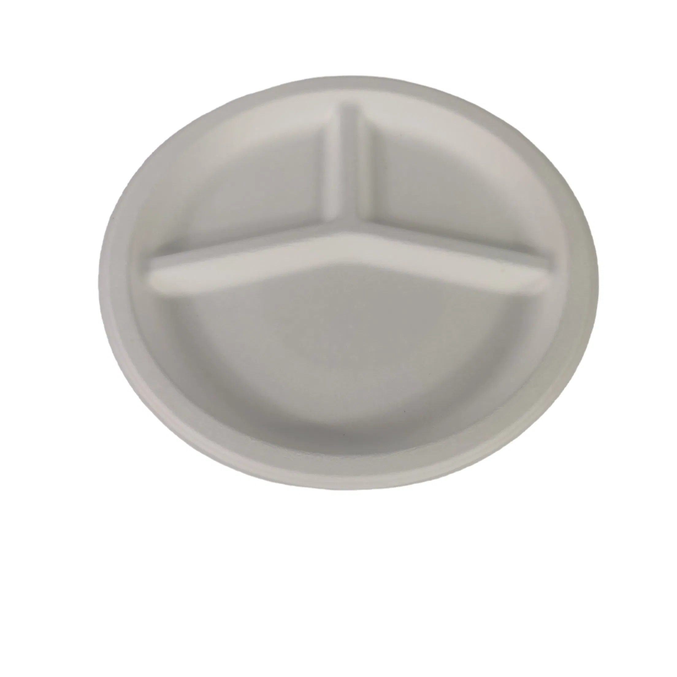 Eco-Friendly 9 Inch Sugarcane Bagasse Plate with 3 Compartments