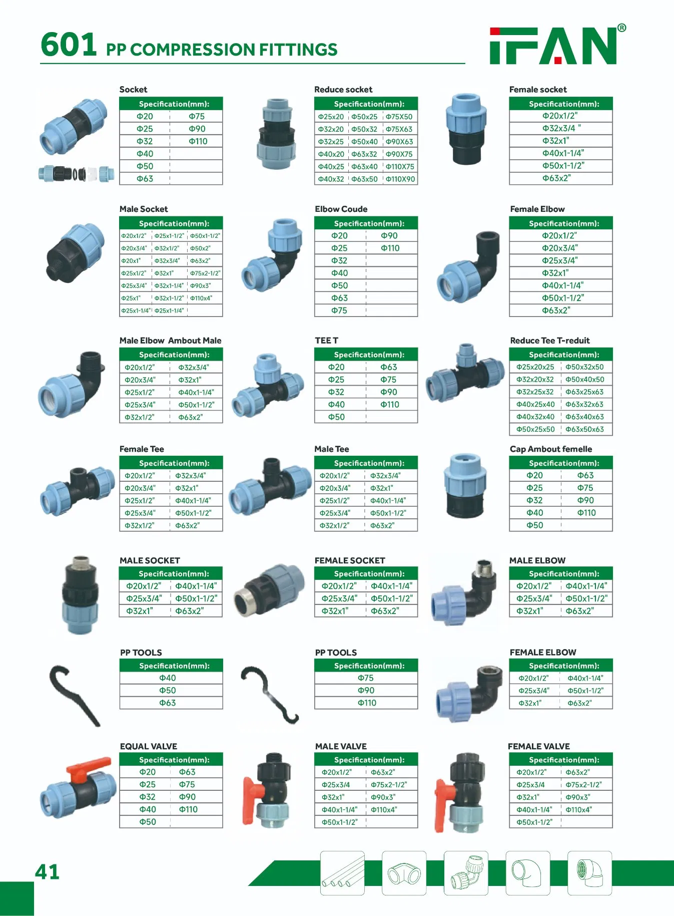 Ifan Customized Irrigation HDPE Fittings PP Pipe Connector PE Compression Fittings HDPE Fittings