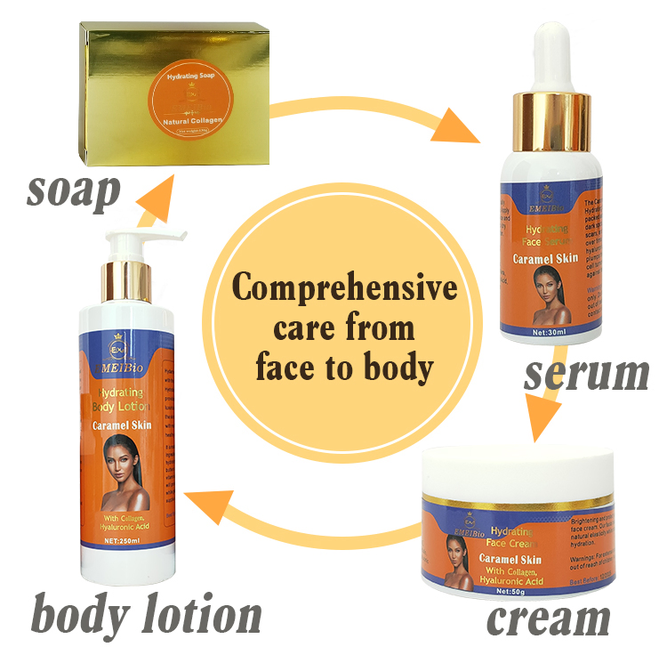 Custom Natural Beauty Caramel Skincare Set Manufacturers Private Label Hydrating Body Oil Caramel Skin Glowing for Dark Skin