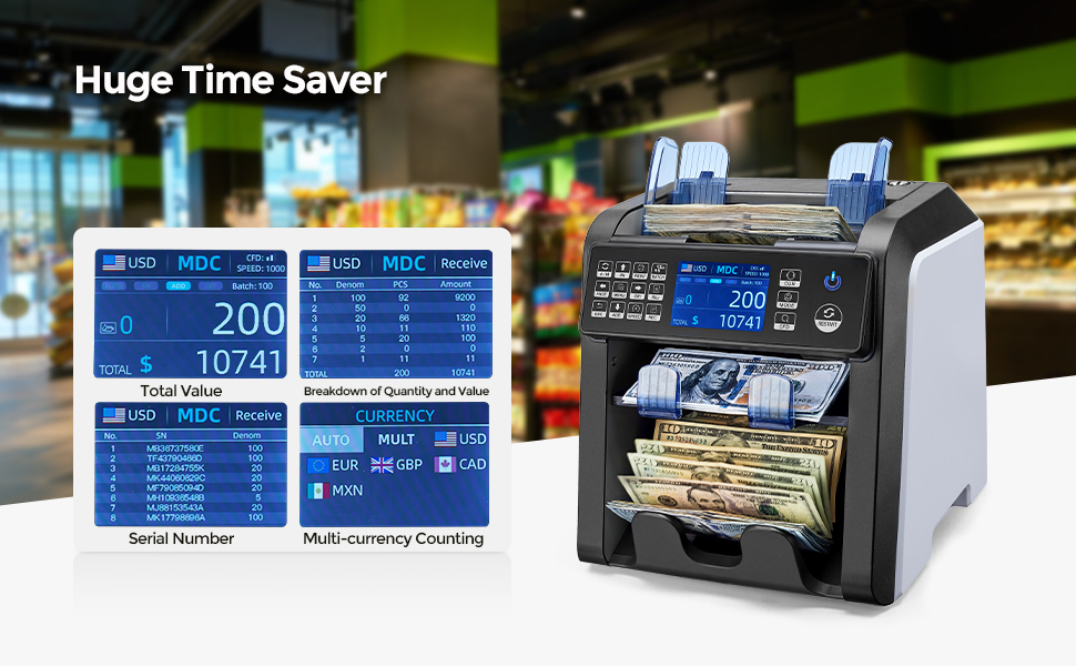 Financial Equipment Bill Counters Banknote Counter Multi-Currency Detection Machine Note Counter