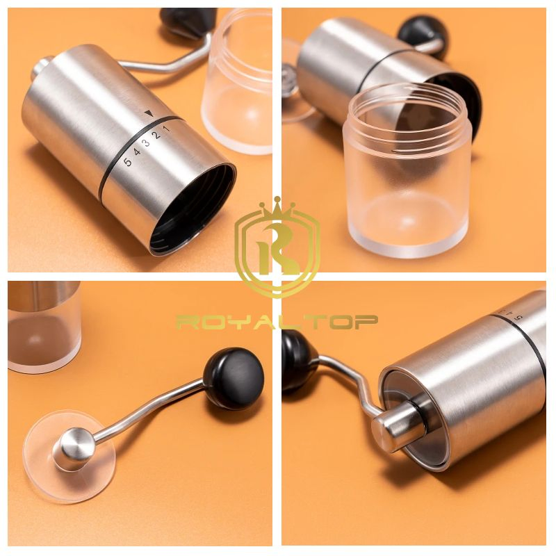 Discount Manual Coffee Bean Grinder with Coarseness Setting and Conical Burr