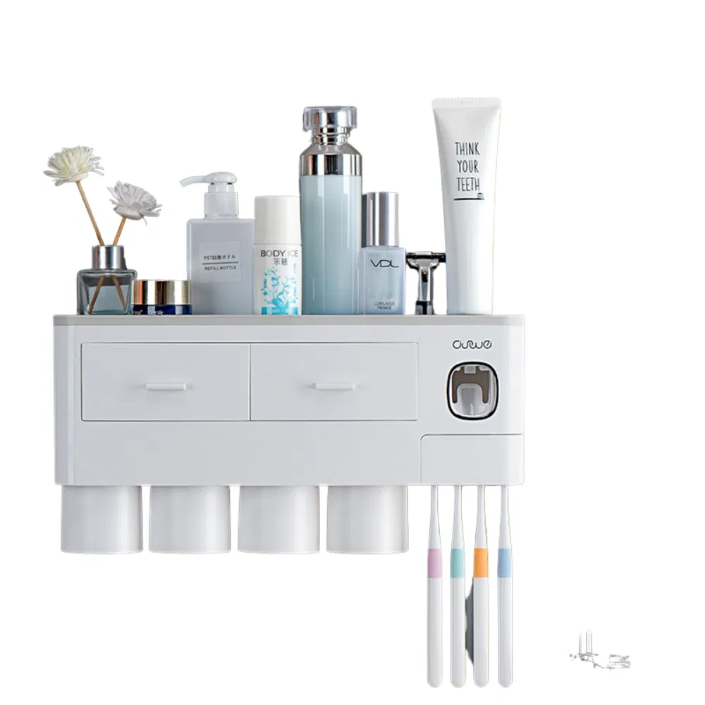 Automatic Toothpaste Dispenser with Cup Wall Mount Rack Bathroom Mi24436