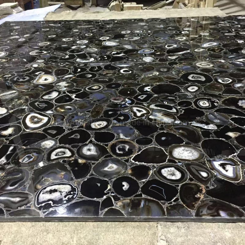 China Manufacturer of Semi Precious Stone Purple Agate Stone Tiles for Hotel Wall and Floor