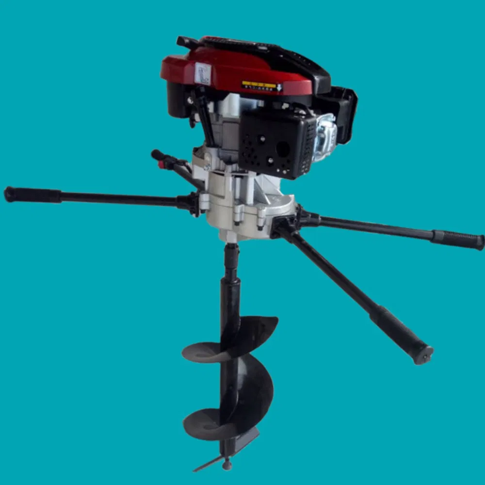 High Quality 4 Four Stroke 8HP 196cc Small Hand Push Walk Behind Digging Machine/Earth Auger with Trolley
