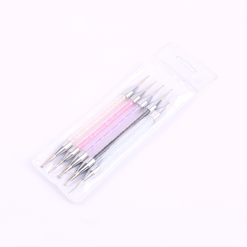 Dual-Ended Dotting Pen Colorful Rhinestone Handle Manicure Nail Art Tool