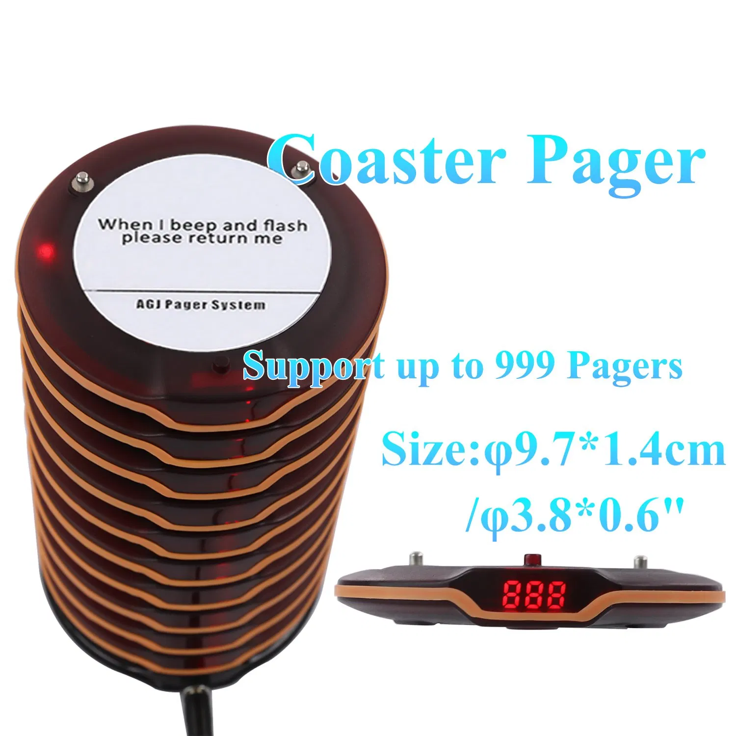 Wireless Restaurant Pager System Coaster Pager Calling System for Food Truck