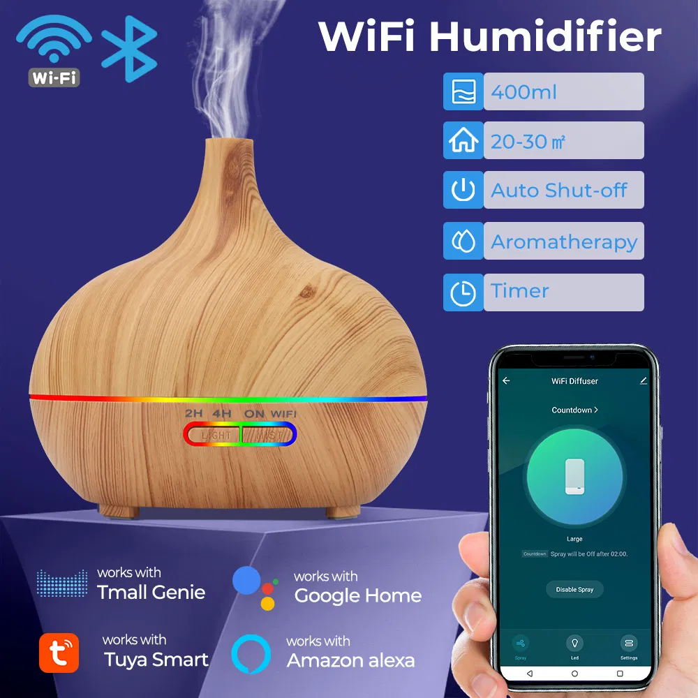 Tuya WiFi Smart Ultrasonic Humidifier Aromatherapy Aroma Essential Oil Diffuser Work with Alexa Google Home