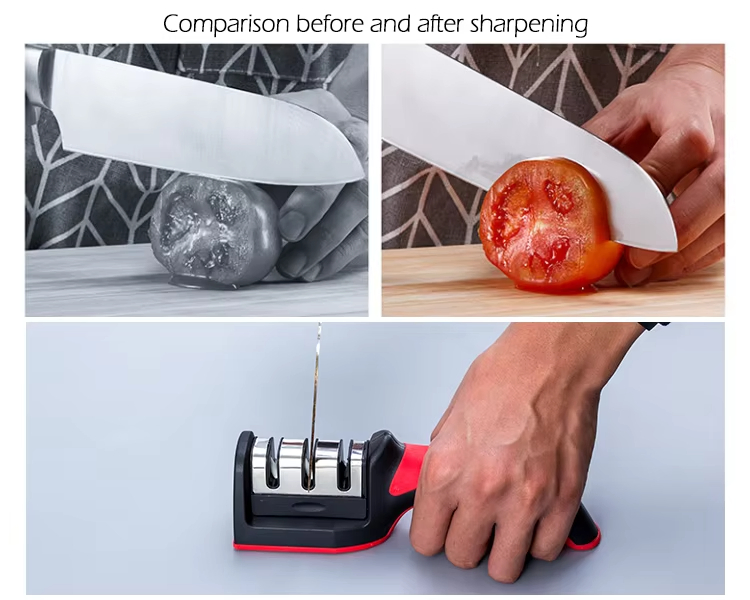 Supply Wholesale Home Portable Kitchen Knives Sharpening Knife Sharpener Knife Grinder in Black Handle Sharpening Kitchen Knife Tool to Sharpen Knives