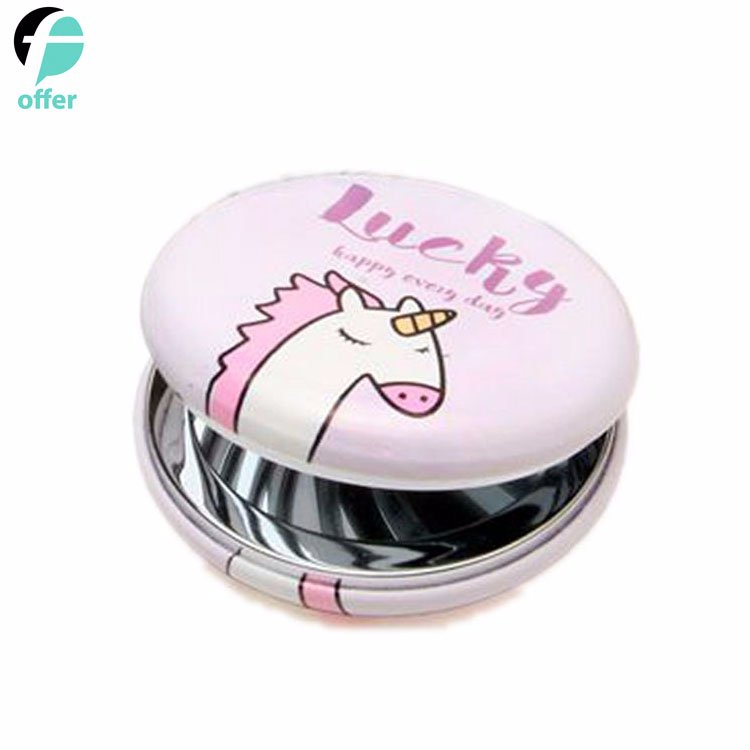 Round Flip Cartoon Pocket Cosmetics Makeup Etiquette Beauty Hand Mirror