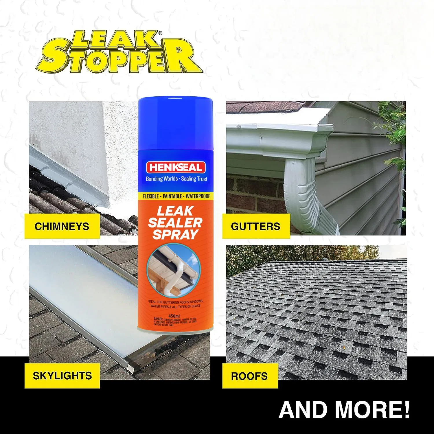 Multi-Surface Rapid Stop Leak Sealer Spray-Instant Waterproof Sealer for Roof Pipe