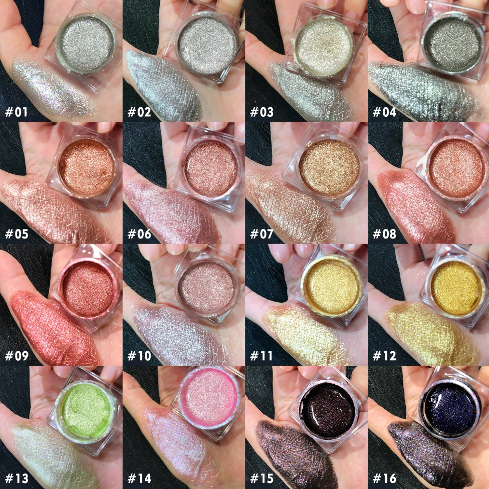 16 Colors Eye Shadow Gel Highly Pigmented Sparkling Glitter Diamond Metallic Wet Eyeshadow
