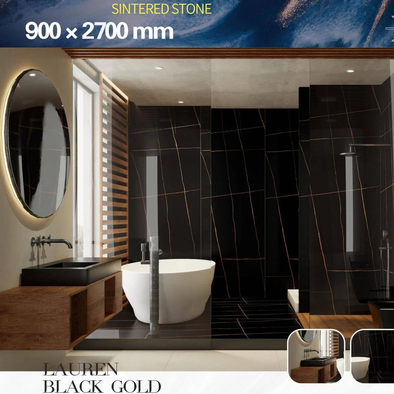 Black Sintered Stone Marble Porcelain Tiles 900*2700mm Flooring Wall Tiles for Data Center Floors