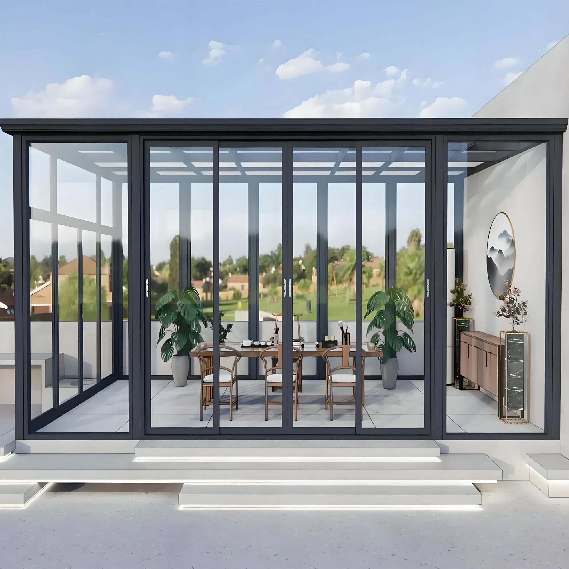 China Manufacturer Aluminum Sunrooms Glass Houses Winter Garden for Villas Terrace Roof