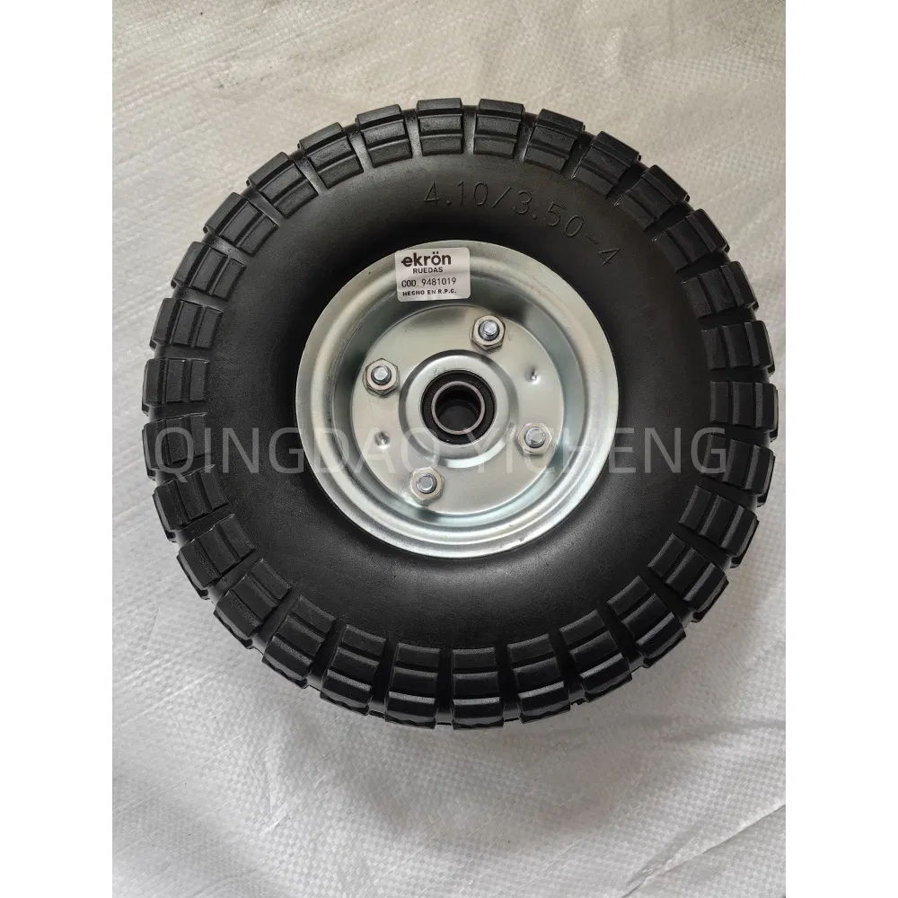 PU Foam Flat Wheel Solid Swivel Caster for Wheelbarrow Hand Trolley Flat
