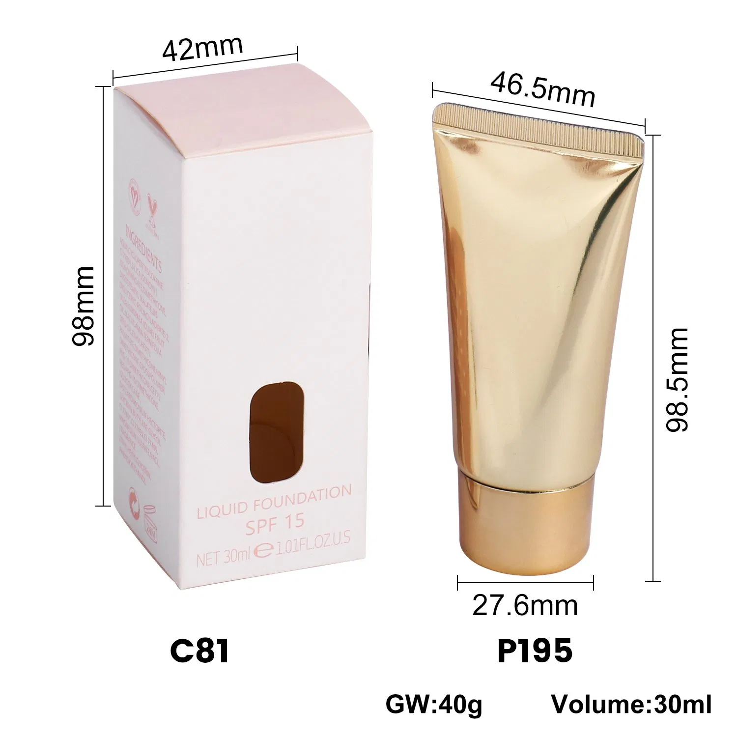 Free Sample Private Label Vegan Brighten Natural Gest Liquid Foundation