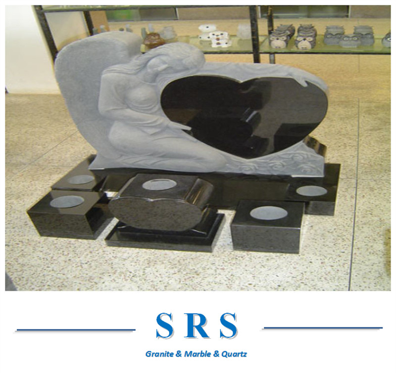 Black Marble Granite Heart Shaped Monument