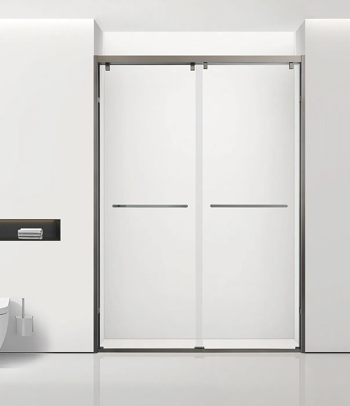 Custom Bathroom Stainless Steel Frame Tempered Glass Sliding Shower Enclosure