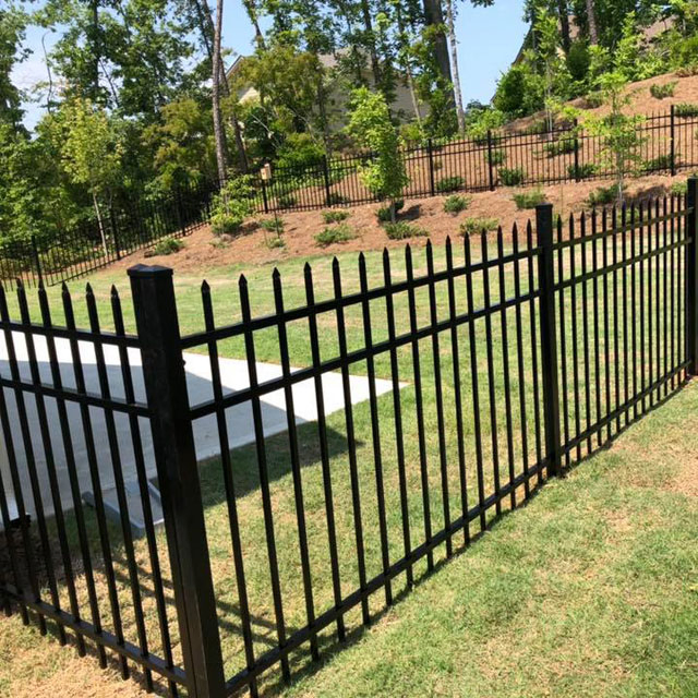 Galvanised Steel Powder Coated Black Security Picket Wrought Iron Fence