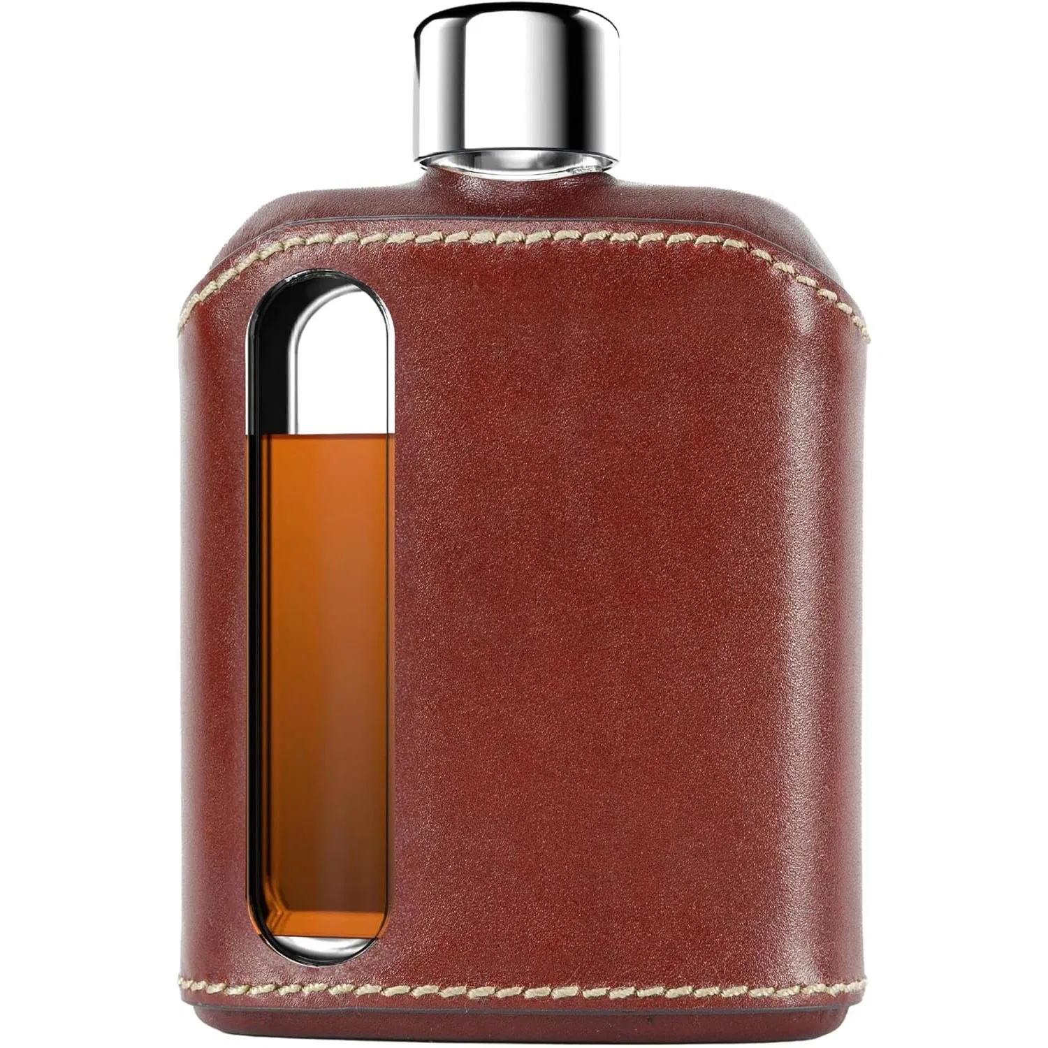 OEM ODM Protective Silicone Leather Sleeve Glass Hip Flask with Leakproof Lids