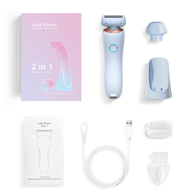 2-in-1 Electric Bikini Trimmer Eyebrow Shaper Rechargeable Cordless for Quick Dry Use Painless Pubic Underarm Hair Removal