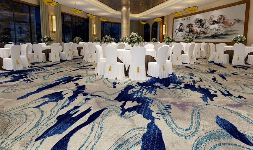 SGS Hotel Soft Fire Resistant Banquet Hall Blue Floor Covering Wool Wall to Wall Carpet for Casino Banquet