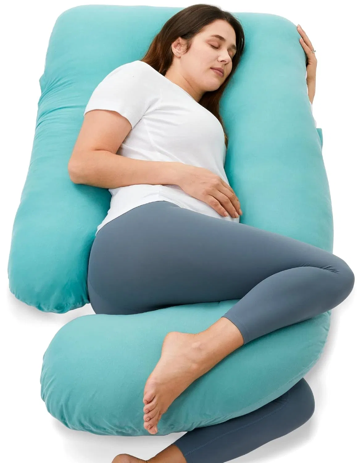Maternity Pillow for Pregnant Women with Adjustable Wedge, U Shaped Full Body Maternity Pillow with Removable Cover