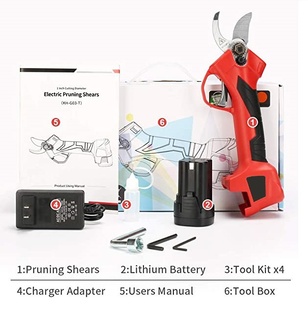 25 mm Electric Battery Pruner Flrist Scissor Bonsai Pruner Giardinaggio Tools Wood Cutting Trimer Electric Pruning Shear