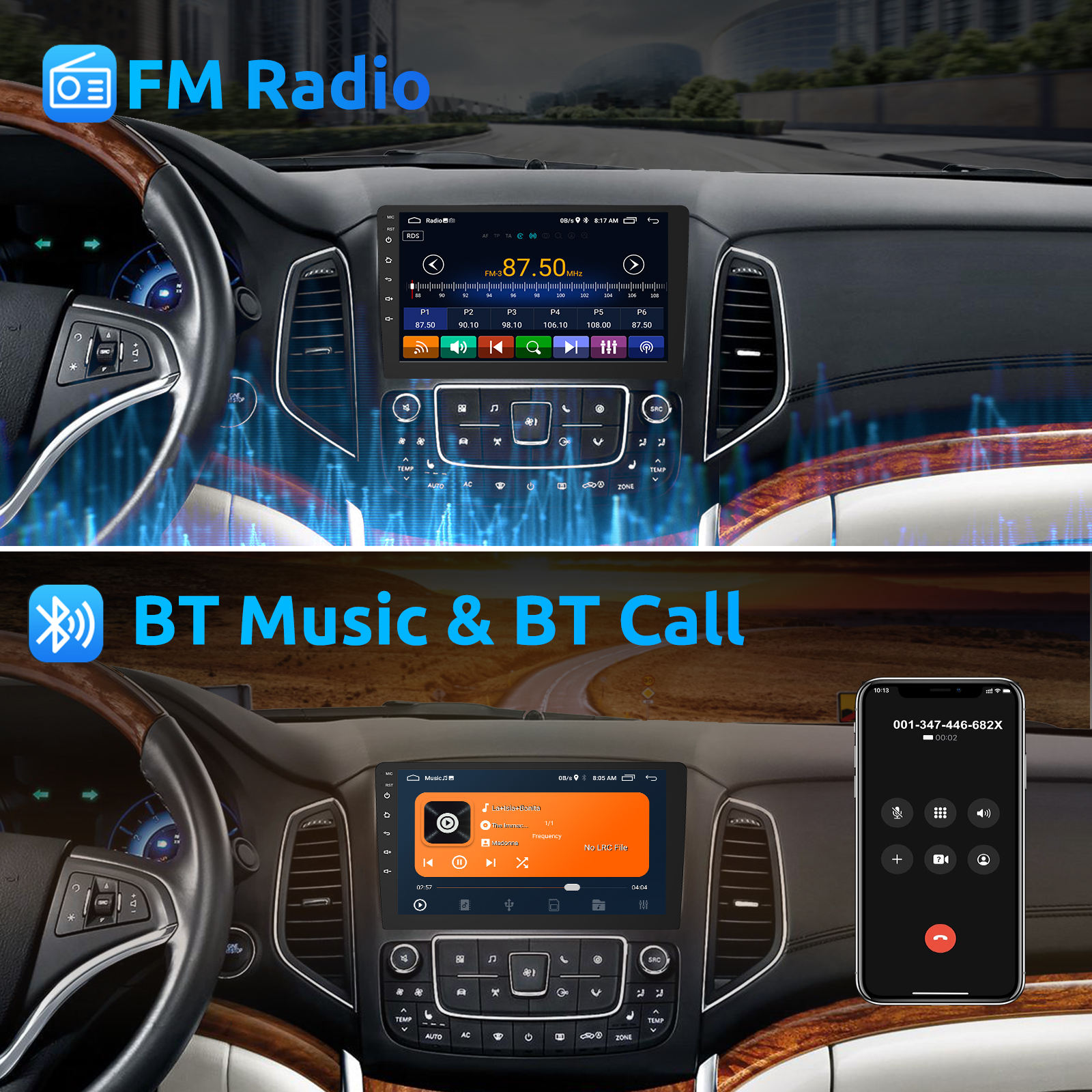 Автомагнитола 2DIN Android с CarPlay GPS навигация