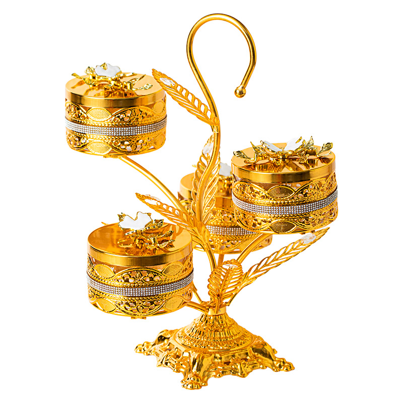 Includes 4 Glass Bowls and Gold-Plated Iron Stand Candy Bowl