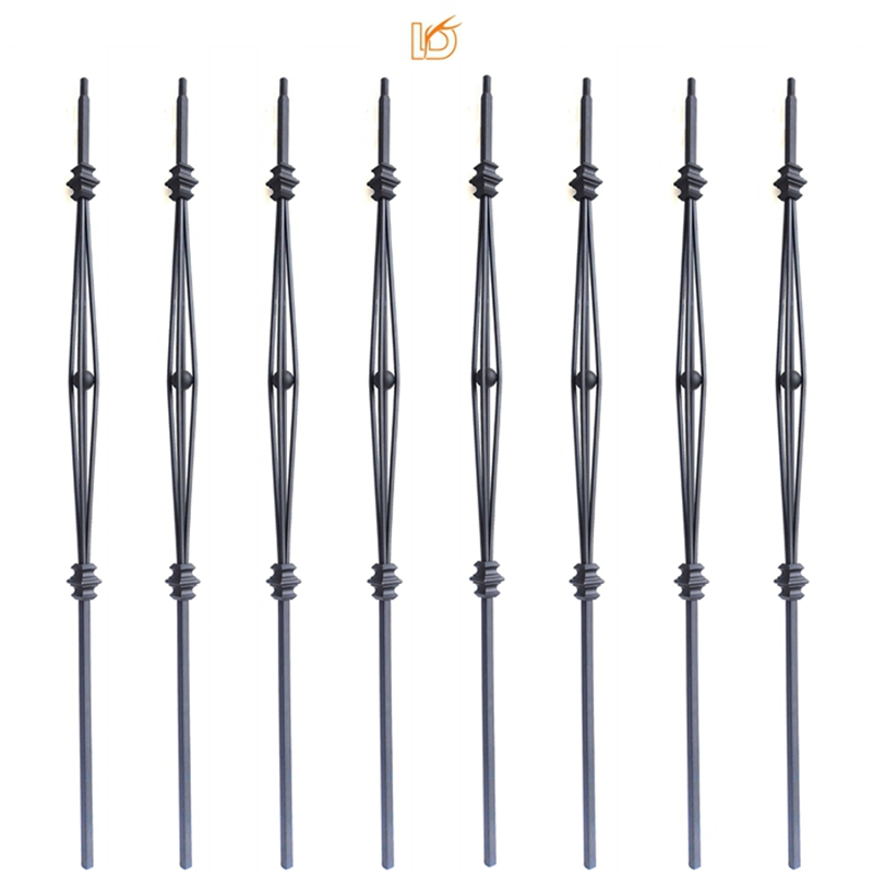 1/2"*44" Hollow Square Big Basket Indoor Staircase Spindles Wrought Iron Baluster Railing