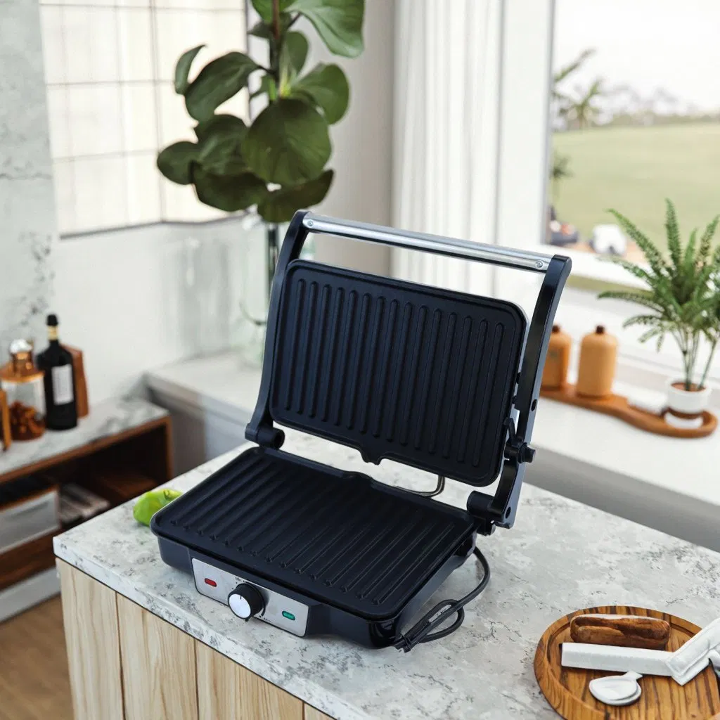 Electric Barbecue Machine Press Grill Sandwich Maker Factory Priced for Outdoor Household Hotel Use French PTFE BBQ Grill Baking
