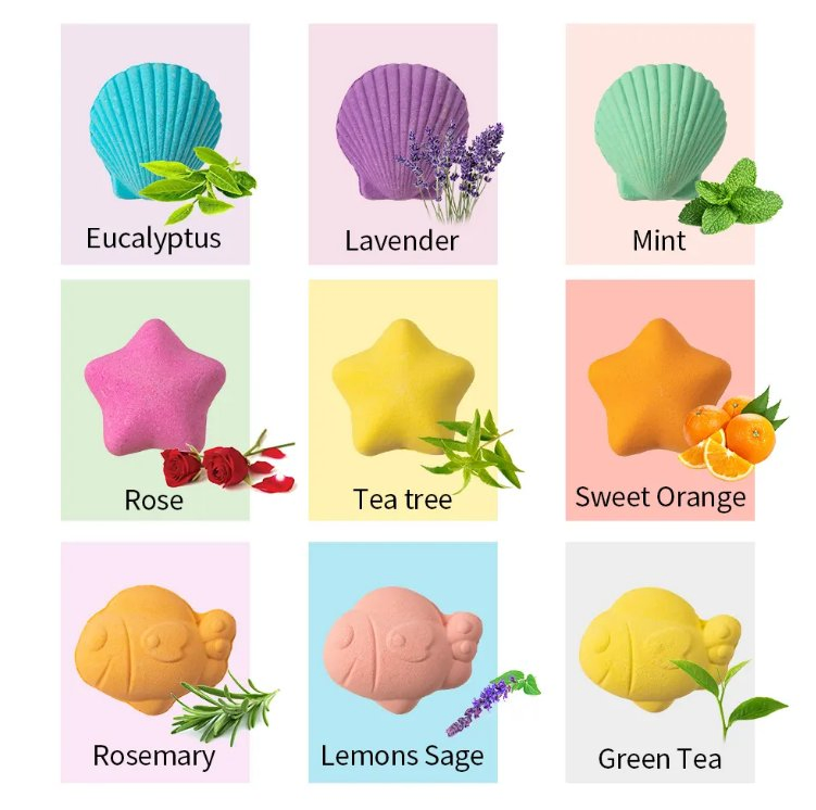 Online Wholesale and Retail Kids Sea Star Shell Fish Shaped Organic Vegan Bath Bombs Set Fizzy Essential Oil Bath Bombs Sea Salt Soap Natural Skincare Bubble